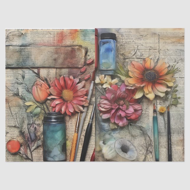 Arts & Craft Inspired Floral Tissue Paper  (Front)