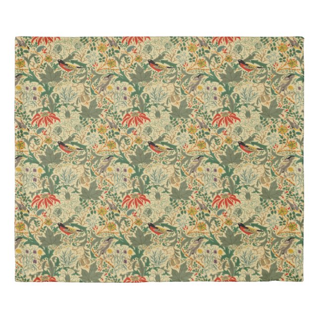 Arts & Crafts Birds & Flowers Pattern by Voysey Duvet Cover (Front)