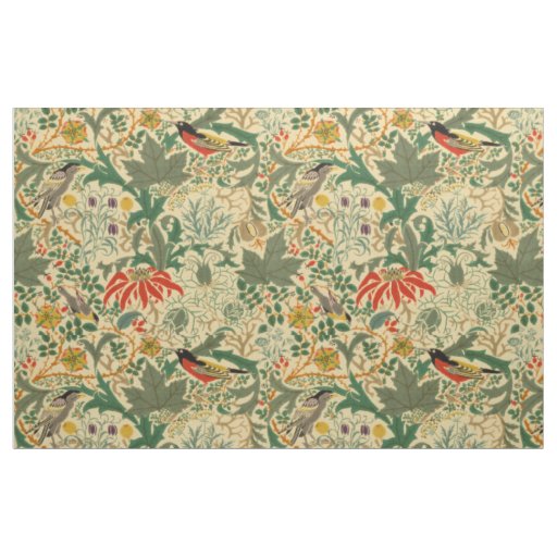 Arts & Crafts Birds & Flowers Pattern by Voysey Fabric