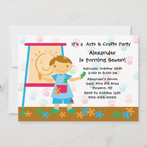 Arts &amp; Crafts Birthday Party Custom Invite