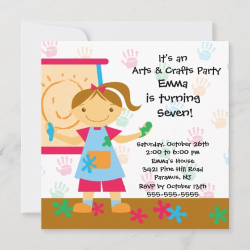Arts &amp; Crafts Birthday Party Custom Invitation