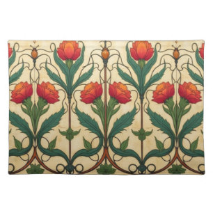 Arts & Crafts Craftsman and Mission frieze floral Cloth Placemat