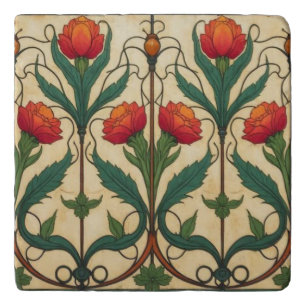 Arts & Crafts Craftsman and Mission frieze floral Trivet