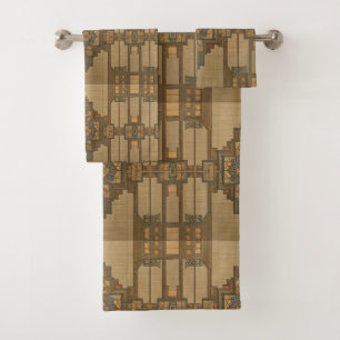 Arts & Crafts Craftsman and Mission Style floral Bath Towel Set