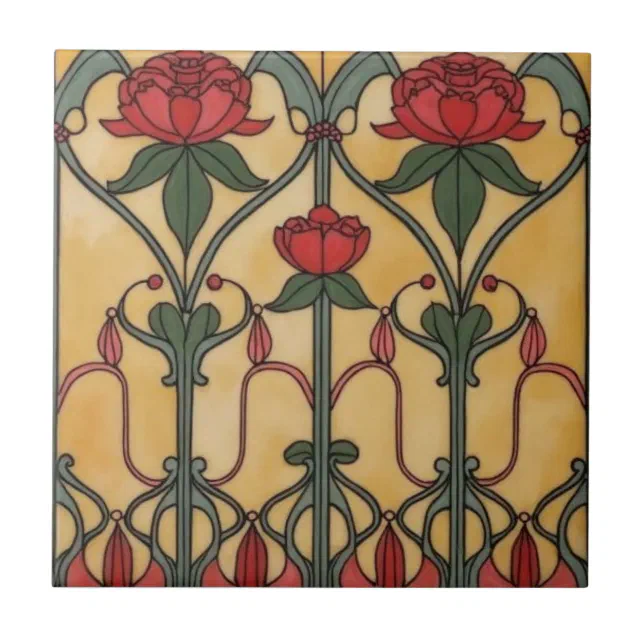 Arts & Crafts Craftsman and Mission Style floral Ceramic Tile | Zazzle