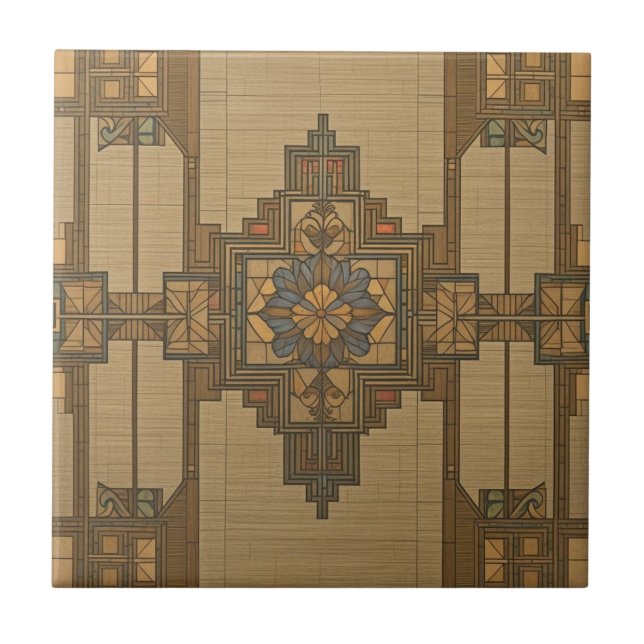 Arts & Crafts Craftsman and Mission Style floral  Ceramic Tile (Front)