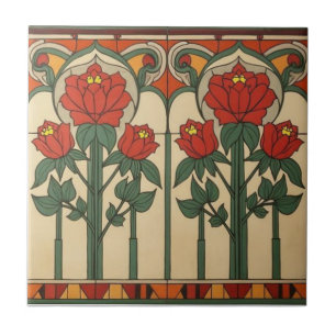 Arts & Crafts Craftsman and Mission Style floral  Ceramic Tile