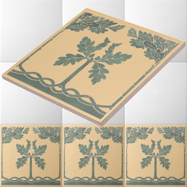 Arts & Crafts, Craftsman, Mission Style Oak Acorn Ceramic Tile (Creator Uploaded)