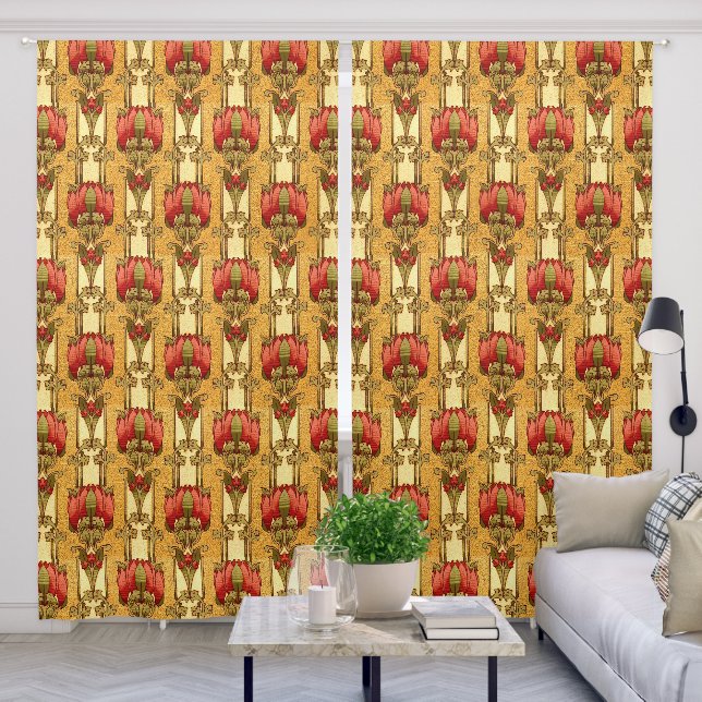 Arts & Crafts, Craftsman or Mission Style Flowers Blackout Curtains (Living Room)
