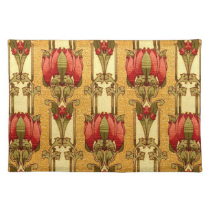 Arts & Crafts, Craftsman or Mission Style Flowers Cloth Placemat