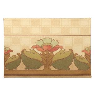 Arts & Crafts, Craftsman or Mission Style Flowers Cloth Placemat