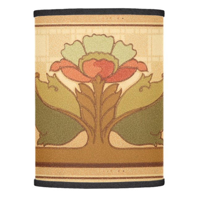 Arts & Crafts, Craftsman or Mission Style Flowers Lamp Shade (Front)