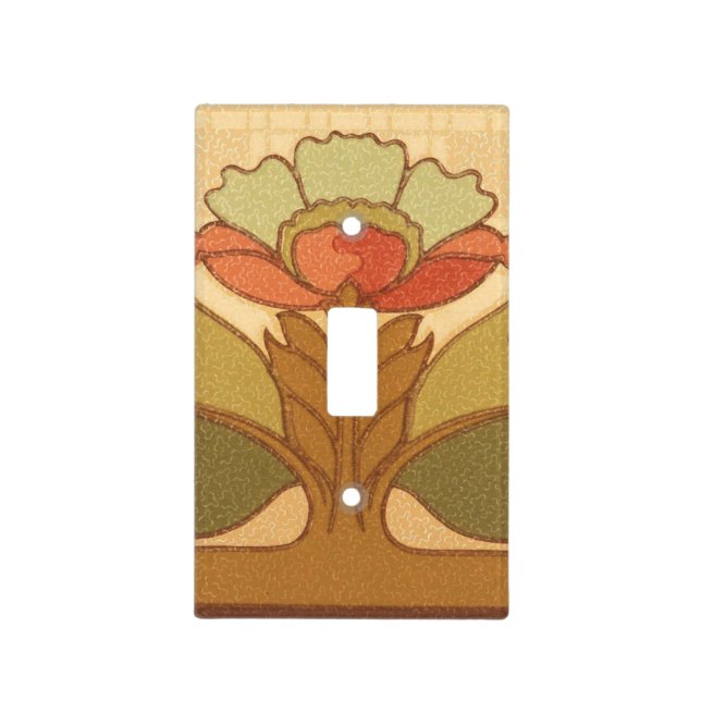 Arts & Crafts, Craftsman or Mission Style Flowers Light Switch Cover (Front)