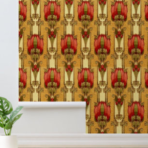 Arts & Crafts, Craftsman or Mission Style Flowers Wallpaper