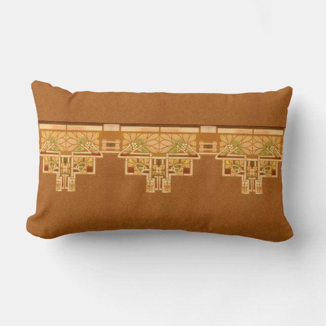 Arts & Crafts, Craftsman or Mission Style Foliage Lumbar Pillow (Front)