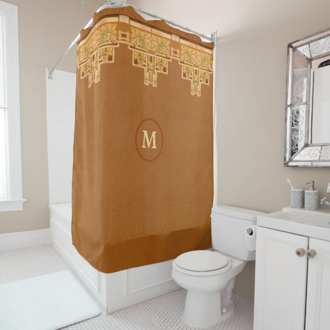 Arts & Crafts, Craftsman or Mission Style Foliage Shower Curtain (In Situ)