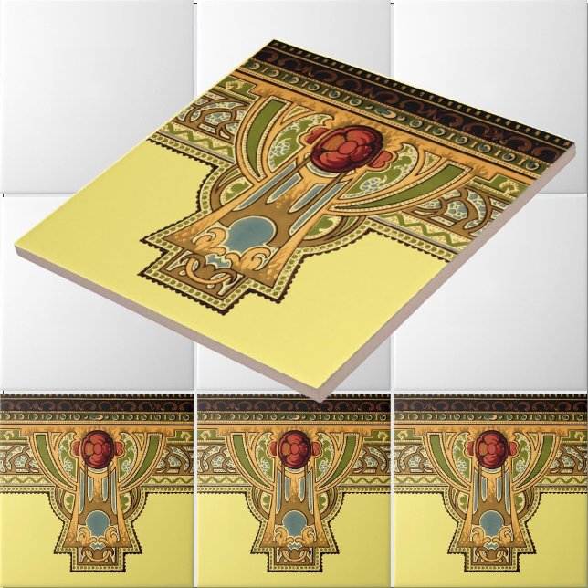 Arts & Crafts, Craftsman or Mission Style Roses Ceramic Tile (Creator Uploaded)