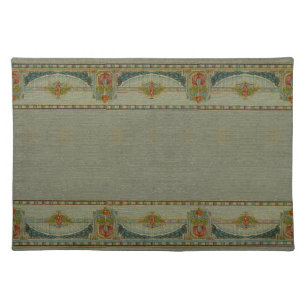 Arts & Crafts, Craftsman Style Floral Frieze Cloth Placemat