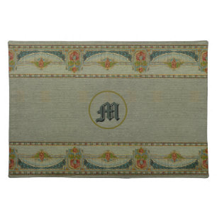 Arts & Crafts, Craftsman Style Monogram Cloth Placemat