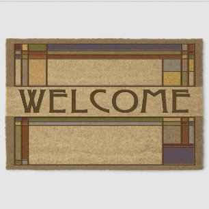 Arts & Crafts Fall Geometric Coir Mat