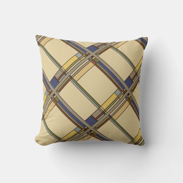 Arts & Crafts Fall Geometric Pattern Throw Pillow (Front)