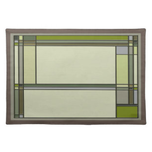 Arts & Crafts Geometric Pattern in Muted Greens Cloth Placemat