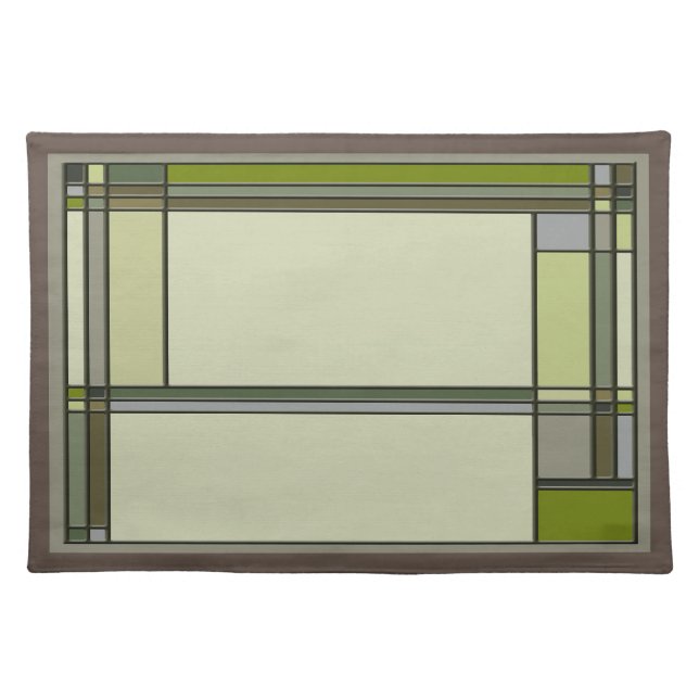 Arts & Crafts Geometric Pattern in Muted Greens Cloth Placemat (Front)