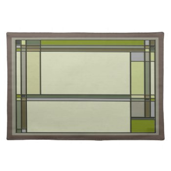 Arts & Crafts Geometric Pattern In Muted Greens Cloth Placemat by RantingCentaur at Zazzle