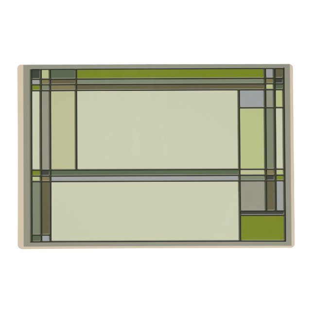 Arts & Crafts Geometric Pattern in Muted Greens Placemat (Front)