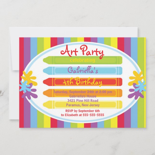 Arts & Crafts Kids Paint Birthday Party Invitation (Front)