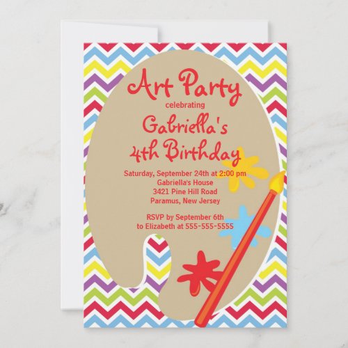 Arts &amp; Crafts Kids Paint Birthday Party Custom Announcement