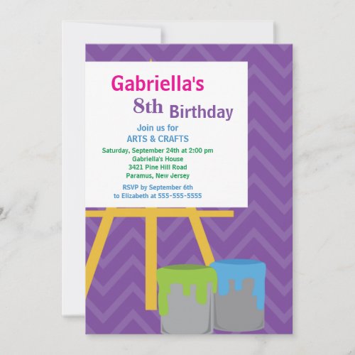 Arts &amp; Crafts Kids Paint Birthday Party Invite
