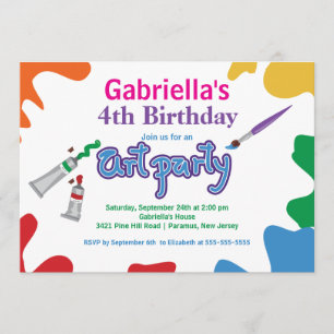 Arts & Crafts Kids Paint Birthday Party Invitation