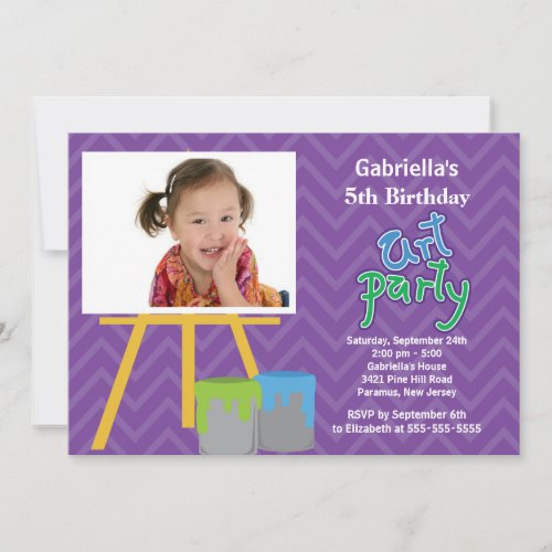 Arts &amp; Crafts Kids Paint Photo Birthday Party Personalized Invite