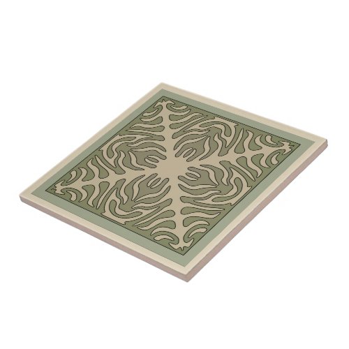 Arts  Crafts Leaf Design Variation 1 Ceramic Tile