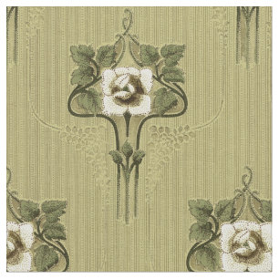 Arts & Crafts, Mission Style White Floral Pattern Fabric
