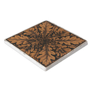 Arts & Crafts Morris Oak Leaf & Acorn Ceramic Art Trivet