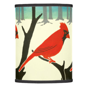 Arts & Crafts or Craftsman 1907 Red Cardinal Bird Lamp Shade