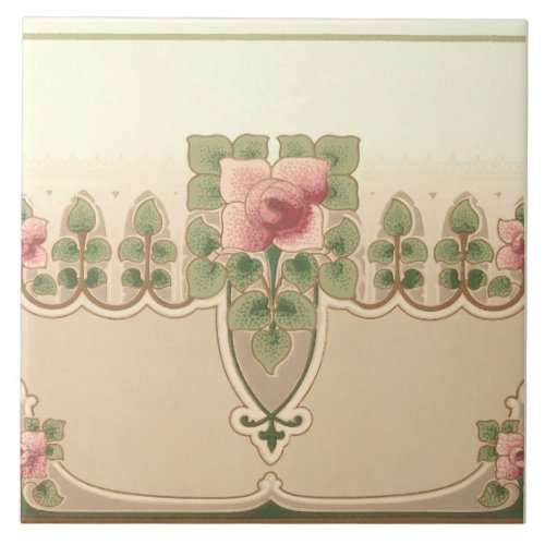 Arts  Crafts or Mission Style Rose Hedgerow Ceramic Tile