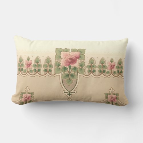 Arts  Crafts or Mission Style Rose Hedgerow Lumbar Pillow