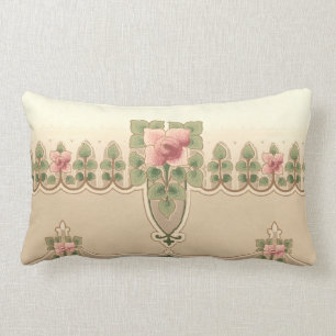 Arts & Crafts or Mission Style Rose Hedgerow Lumbar Pillow