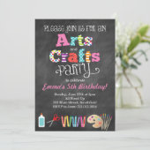 Arts & Crafts Party Chalkboard Style Invitation (Standing Front)