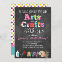 Arts & Crafts Party Chalkboard Style Invitation