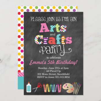 Arts & Crafts Party Chalkboard Style Invitation by modernmaryella at Zazzle