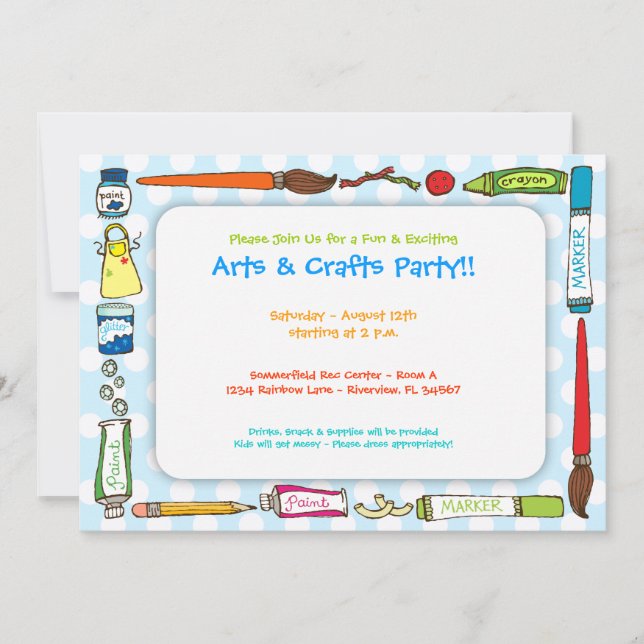 Arts & Crafts Party Invitation (Front)
