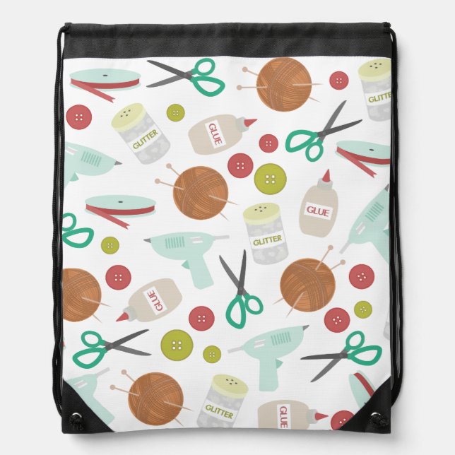 Arts & Crafts Pattern Drawstring Backpack (Front)