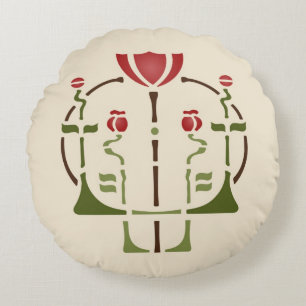 Arts & Crafts Poppy Stencil Round Pillow