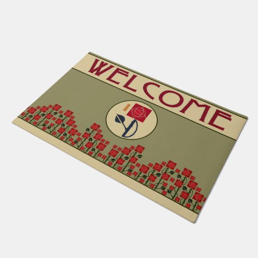 Arts & Crafts Rose Garden in the Mission Style Doormat Zazzle