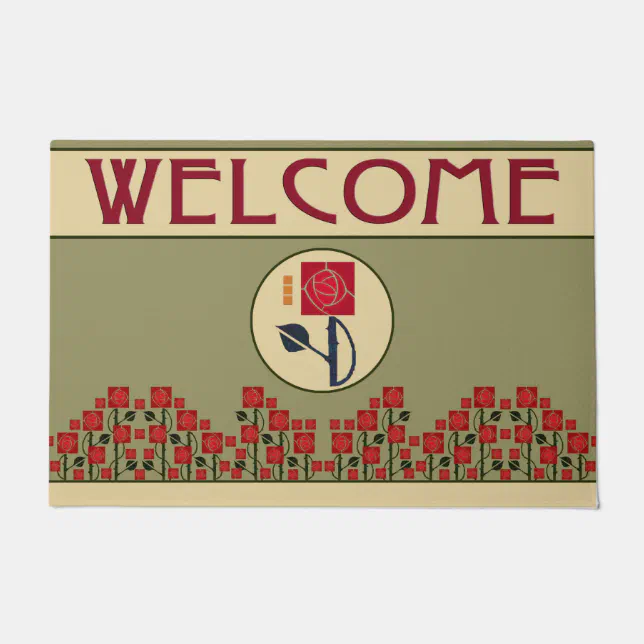 Arts & Crafts Rose Garden in the Mission Style Doormat Zazzle