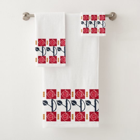 Arts Crafts Rose In The Mission Style Bath Towel Set Zazzle Com
